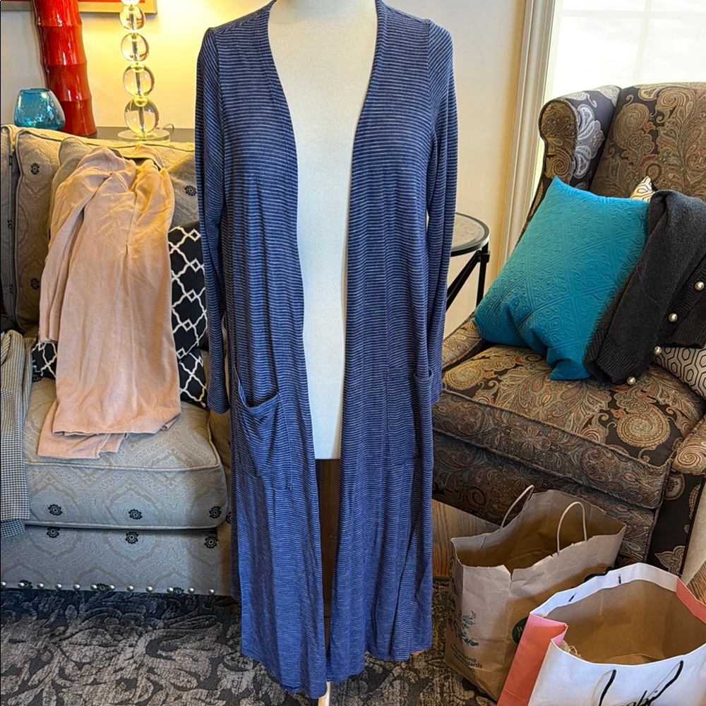 LuLaRoe Blue Striped Cardigan